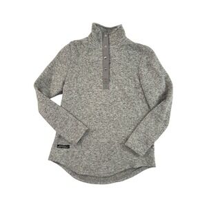 Simply Southern Pullover Sweater Heather Gray Button Up Mock‎ Neck Small